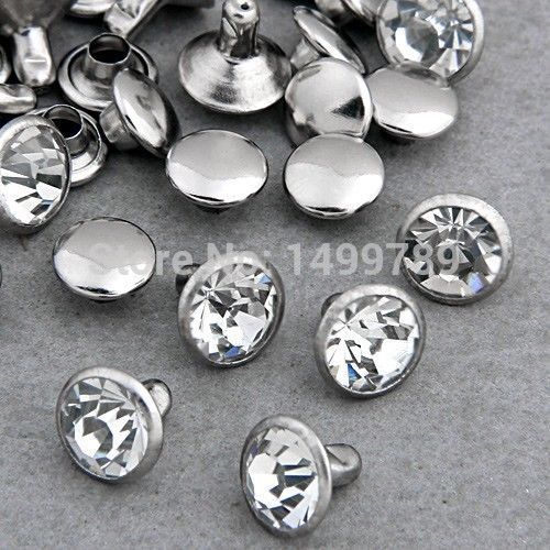 100 Sets 6 Mm Cz Kristallen Rhinestone Klinknagels Zilveren Nailhead Spots Studs Diy Gratis