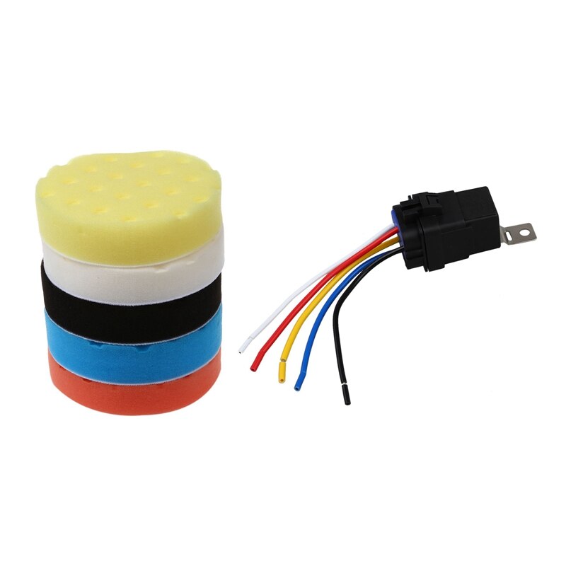 1 Set 5 Inch CCS Smart Soft Polishing Buffer Pad & 1 Pcs 40 Amp Waterproof Relay Switch Harness