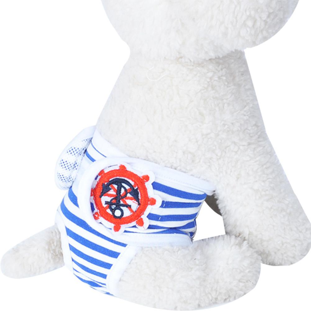 Cute Pet Dog Physiological Pants Sanitary Pants for Female Dog Underwear: Blue white stripe / L