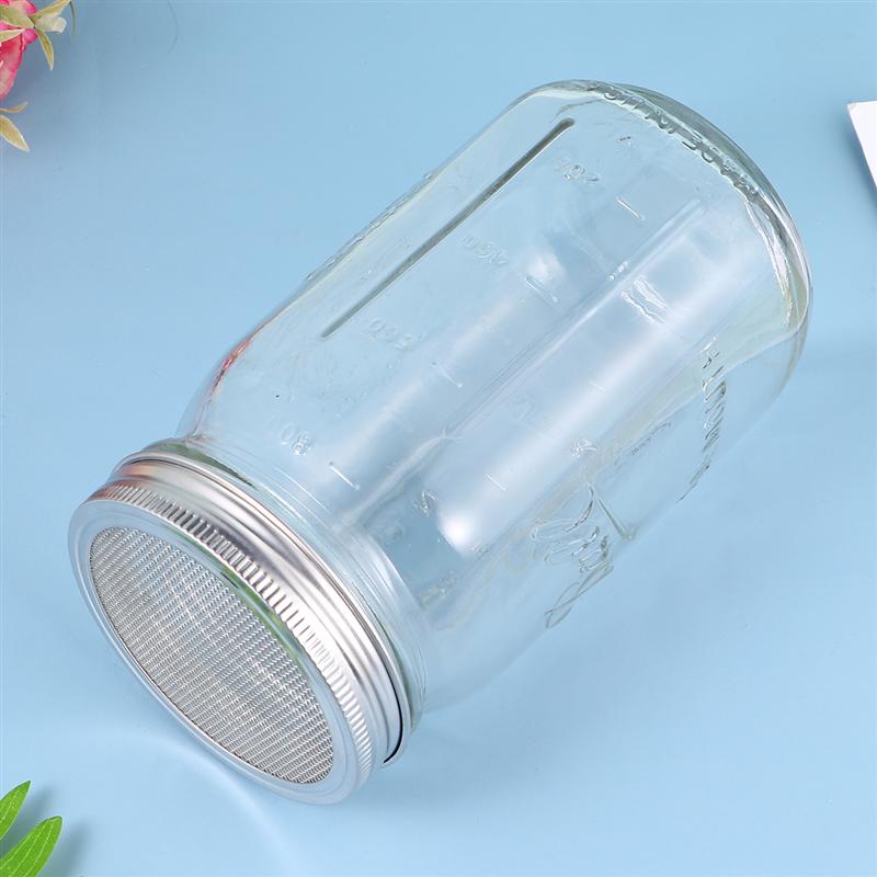 3PCS Glass Sprouter Jars Wide Mouth Mason Jars Seed Sprouting Jar Kit for Home Kitchen Garden (940ml with Lid and Rack)