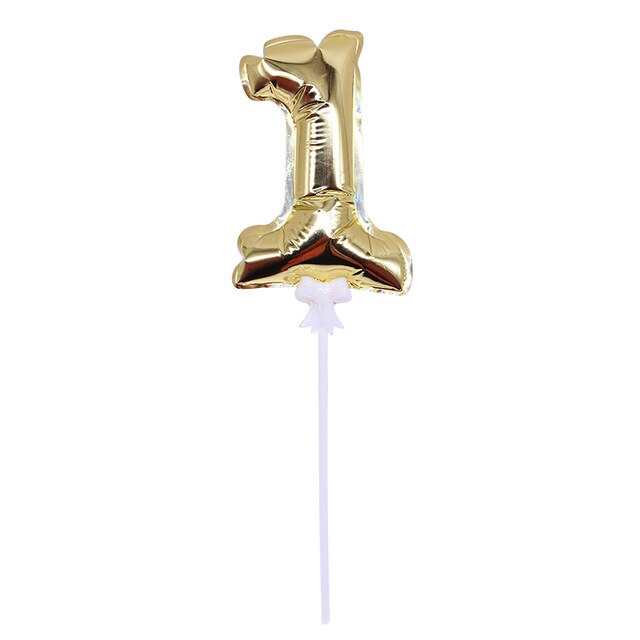 1Pcs Gelukkige Verjaardag Folie Aantal Ballon Cake Topper Kids Verjaardag Bruiloft Cake Decor Automatische Opblaasbare Ballon: gold 1