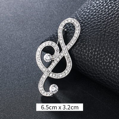 Weimanjingdian Crystal Rhinestones Pave Muzikale Borden Broche Reversspeldjes: 9422 silver