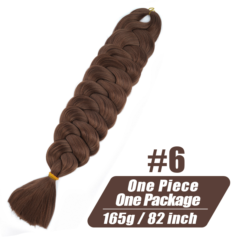 Una pieza, 82 pulgadas, 165g, trenza de fibra térmica, pelo trenzado sintético, Color puro, extensiones de cabello trenzado Jumbo de ganchillo para mujer: Blanco