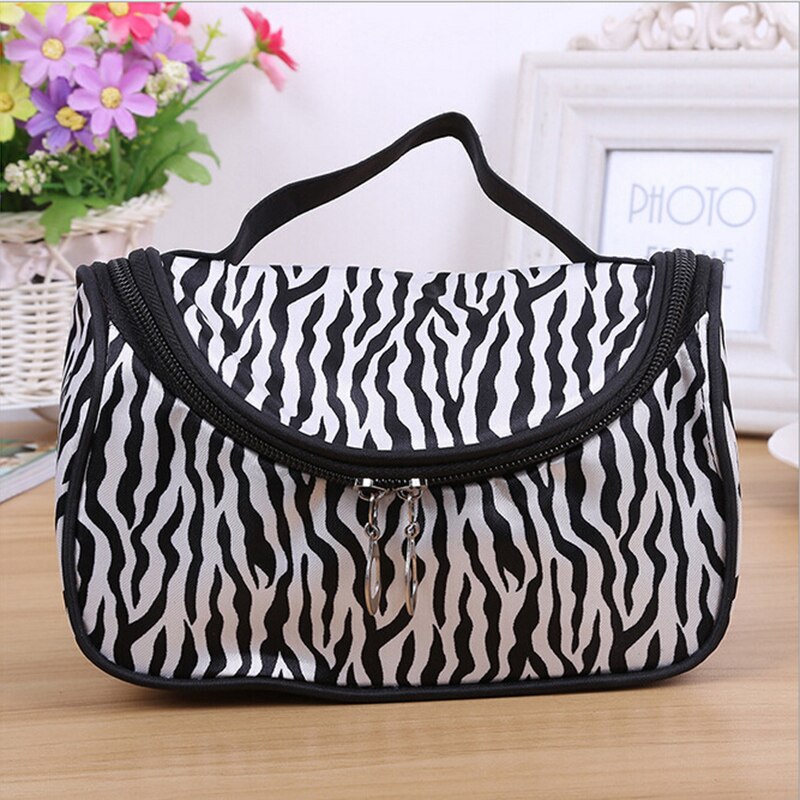 Organizador multifunción para brochas de maquillaje para mujer, neceser de viaje con rayas de cebra bolsa para estuche de maquillaje, neceser resistente al agua: Naranja