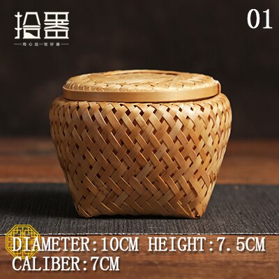 Bambu kung fu teburk behållare bambu caddies för puer matcha grönt te blomma te keramik burk förvaring kistor teask: Mini