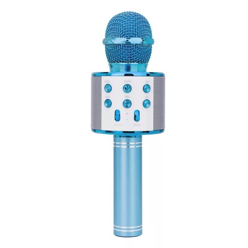 Bluetooth trådløs mikrofon højttaler håndholdt mini mikrofon karaoke mic musikafspiller sangoptager mikrofon: Blå