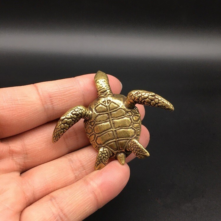 Samlerobjekt kinesisk messing udskåret dyr skarabé havskildpadde guldskildpadde udsøgte små statuer