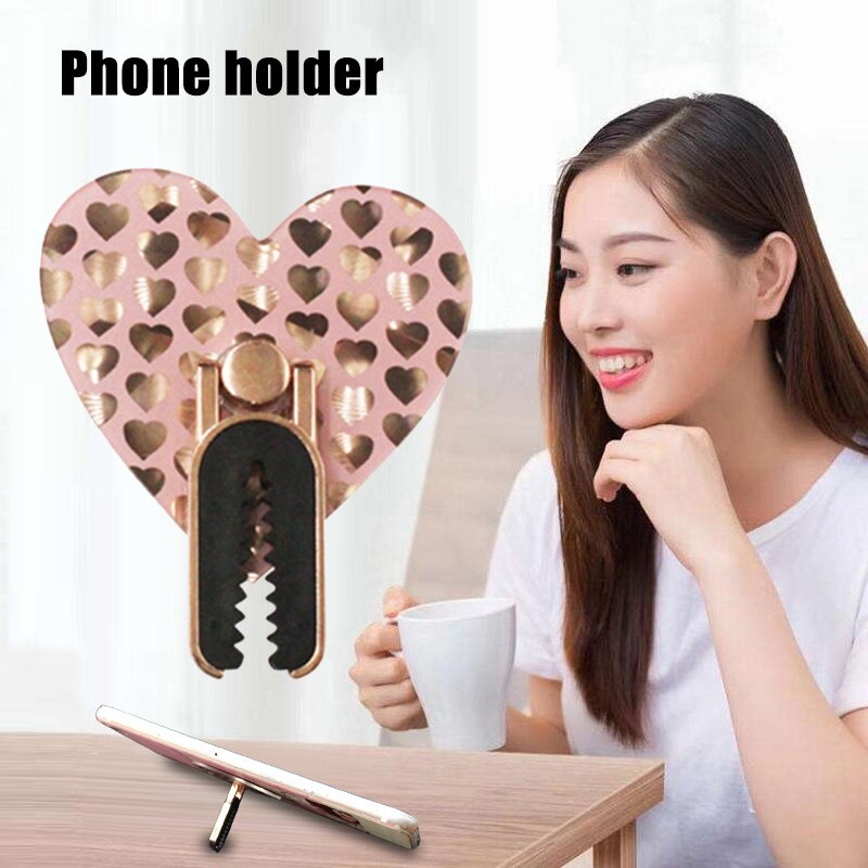 Smart Phone Holder Car Air Outlet Mount Air Vent Clip Vehicle Acrylic Heart-shaped Soft Glue Support Bracket Phone GPS X66: Default Title