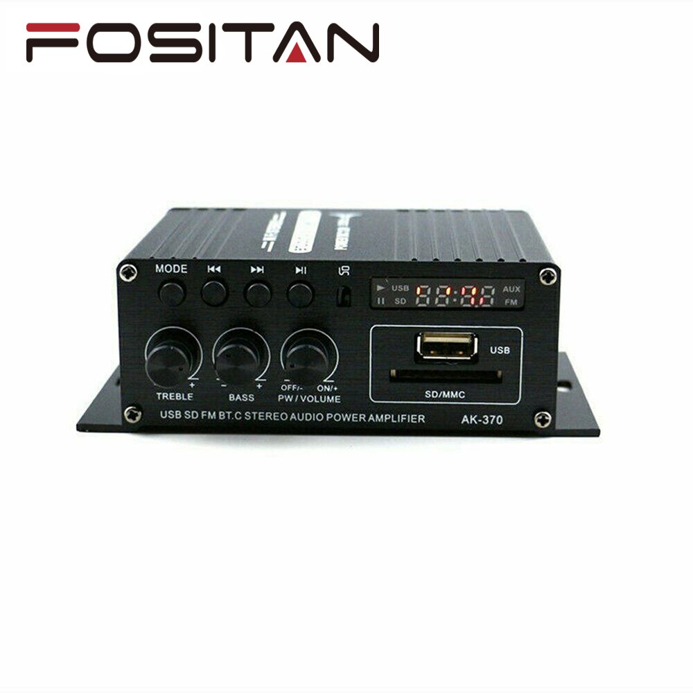 AK370 2.0 Channel Bluetooth Digital Power Amplifier 200+20W Mini HiFi Stereo Audio Class D Car Subwoofer Amplifiers