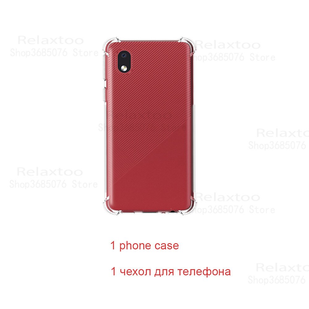 Funda de silicona TPU transparente 3 en 1 para Samsung a01 m01 core, cristal templado, Galaxy 01 core 01 core, película protectora para cámara: For Galaxy A01 core / case