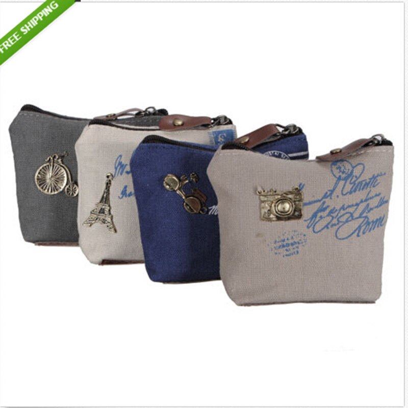 Klassieke Pen Potlood Bag Case Canvas Mooie Dame Meisje Vintage Coin Purse Wallet Card Case Rits Woorden Handtas Meisje