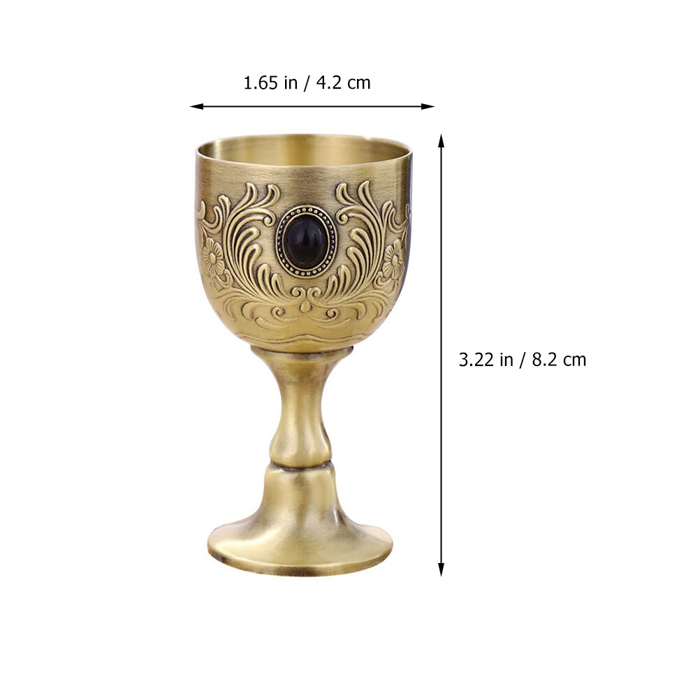 1Pc Wine Chalice Retro Wine Glass Personality Alloy Metal Mini Tall Wine Glass Wedding Party Decoration