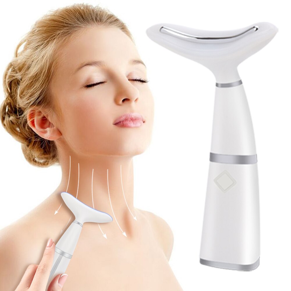 Thérapie photonique à LED, outil de Lifting du cou, 3 couleurs, Vibration du visage et du cou, raffermissement de la peau, masseur, dispositif de beauté Anti-rides du cou