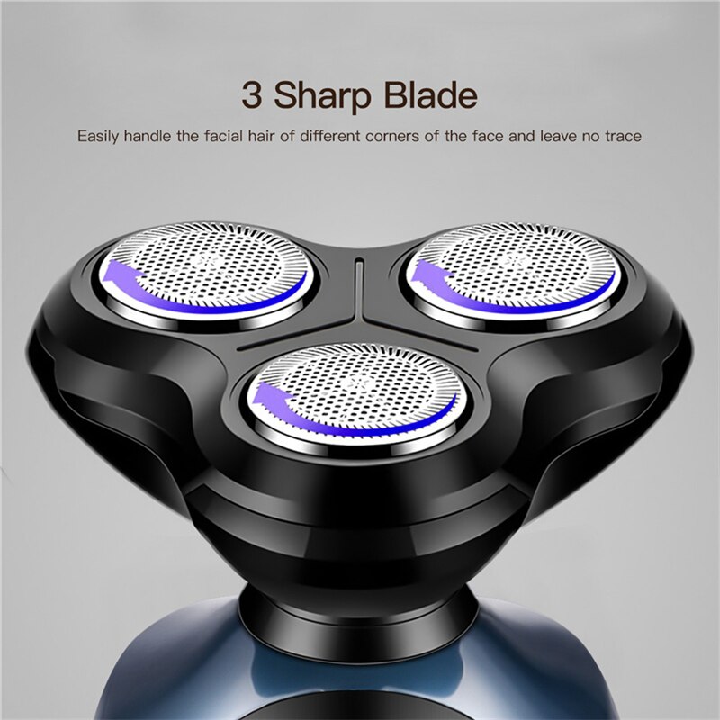 4 em 1 máquina de barbear elétrica 3 lâminas barbeador barba navalha nariz aparador cabelo clipper recarregável escova de limpeza facial para homem