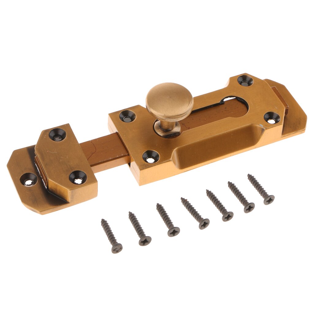 Brass Windows Interior Door Slide Latch Lock Bolt Lever Barrel Indoor Garage Warehouse Gate Safety Guard Push Buckle Latches: Yellow Copper 4inch