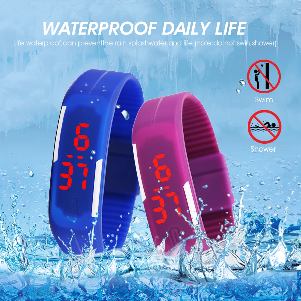 Hommes femmes montres Silicone rouge LED sport Bracelet tactile numérique montre-Bracelet électronique montres horloge directe
