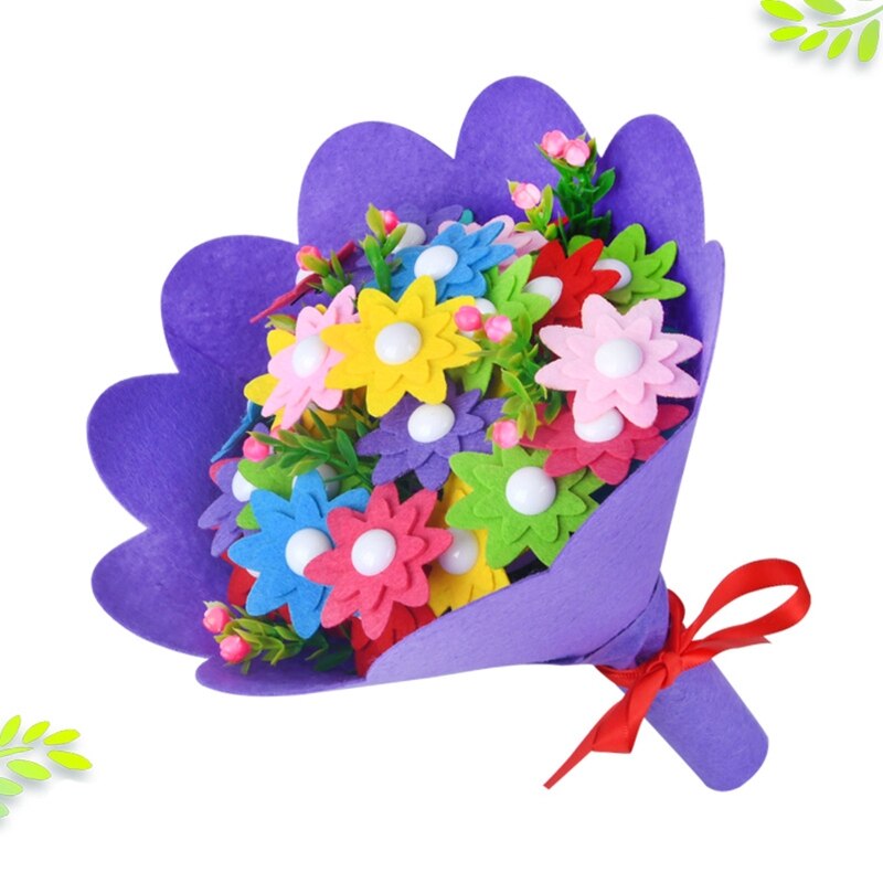 DIY Flower Making Kits Art Craft Supplies for Preschool Primary Kids Felt Cloth Flowers Kindergarten Activities