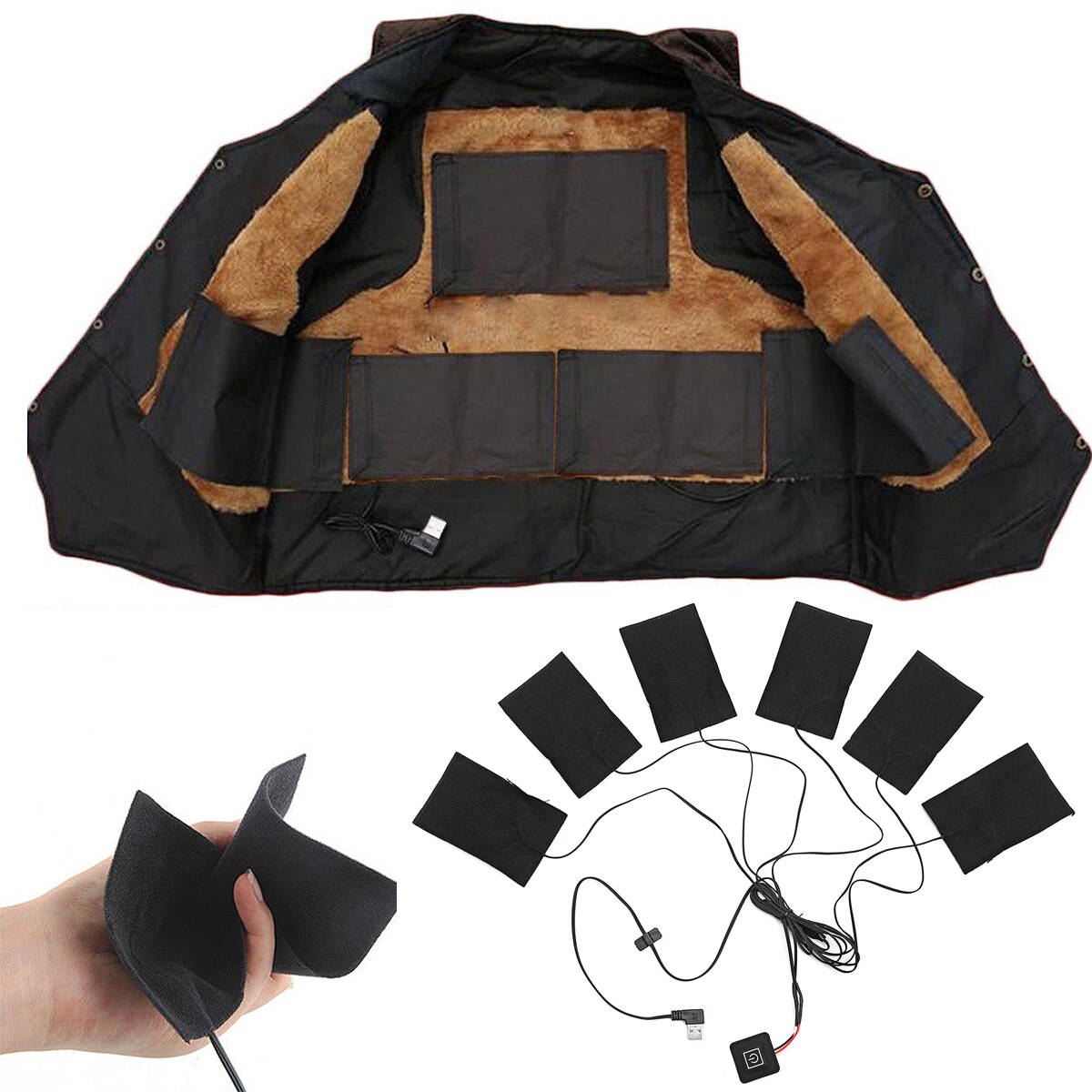 6 In 1 1 Set Usb Elektrische Verwarming Pads Voor Diy Verwarmde Kleding Outdoor Veiligheid Kleding Verwarming Jacket Vesten Mobiele warming Gear