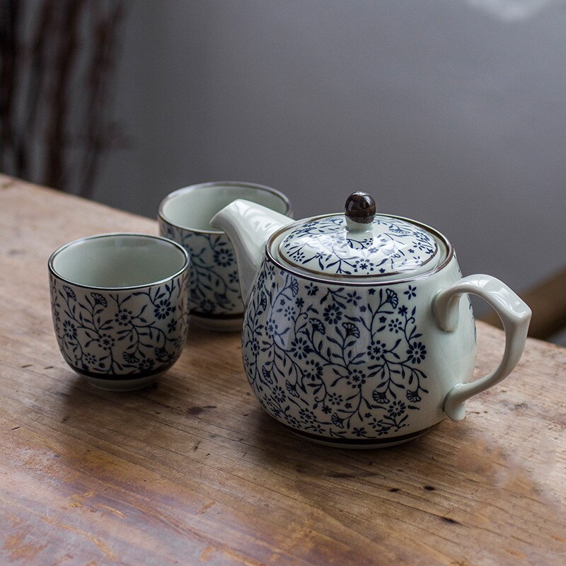 Juego de té de porcelana china tradicional, tetera artesanal de cerámica exquisita, azul y blanco, para el hogar: A1