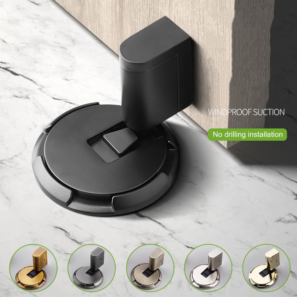 Magnetic Door Stopper No Drilling Silent Floor Door Stop with Screws Adhesive Adjustable Mechanical Magnetic Door Stopper