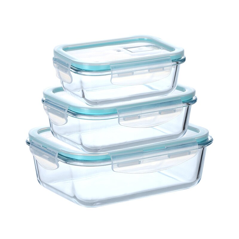 Circular Seperated Glass Container Transparent Heatable Child Student Food Container Microwave Workers Portable Lunch Box