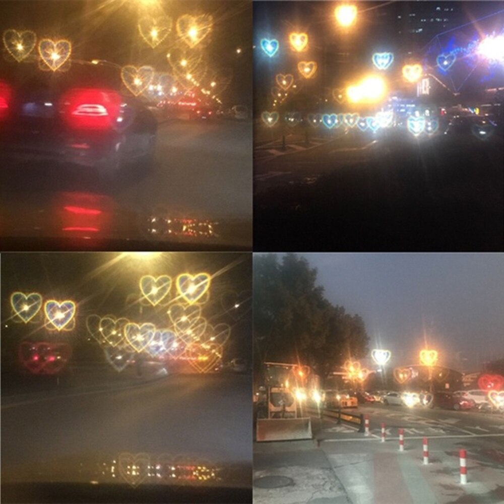 Gafas de sol de con forma de corazón, lentes con efecto especial, cambio a la difracción del corazón, de noche