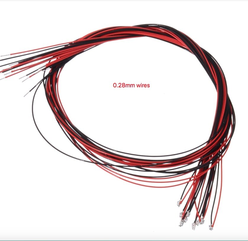 0402 smd led-lampemodeller træner præ-loddet mikro-litz ledede ledninger 3v med 0.28 ledninger 20cm