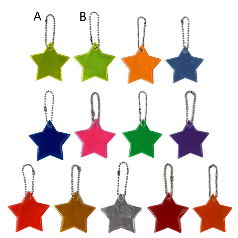 10Stck Art Sicherheit Reflektoren Schlüsselanhänger Stilvolle Reflektierende Sterne Getriebe Rucksäcke Kinderwagen Jacken Sicher Reflektor Keychain