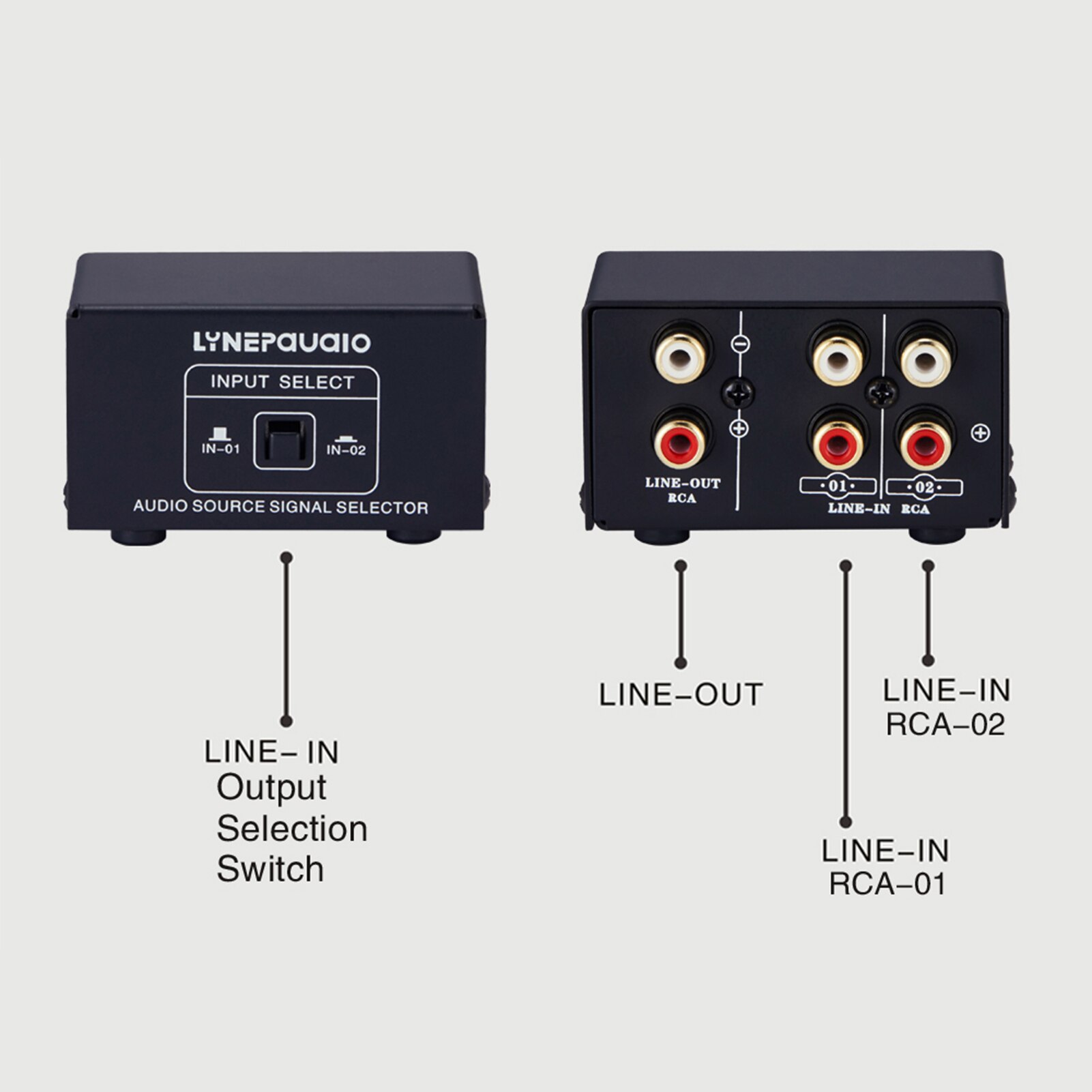 LINEPAUDIO Audio Switcher 3.5mm 2 in 1 Out / 1 in 2 Out A/B Switch Stereo Audio Splitter Box with No Distortion 3.5mm Jack