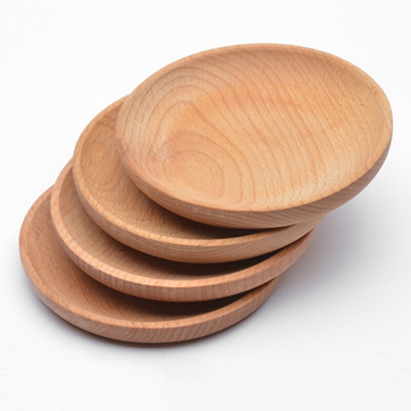 6 stuks rond beukenhouten dinerbord, westerse gerechten, ronde dessert serveerschaal, snack fruit, gedroogd fruit organizer houder, woondecoratie