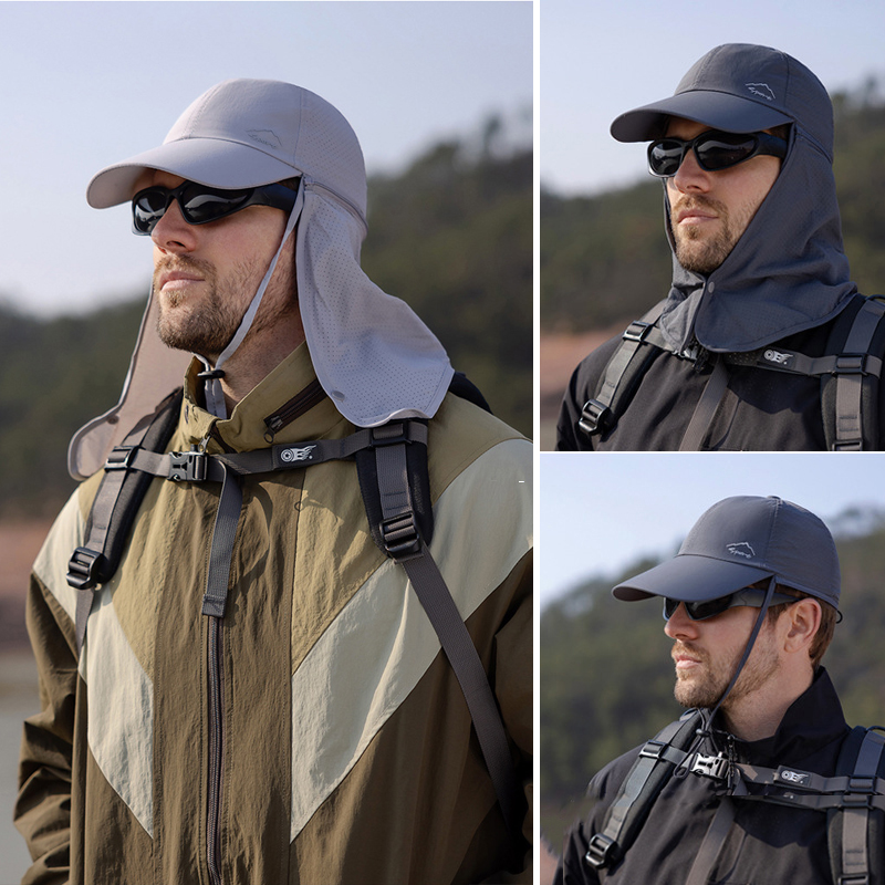 Gorra de pescador con protección UV para hombre, gorro de pescador de secado rápido para senderismo al aire libre, sombrero de cubo extraíble para el sol, bufanda de Panamá