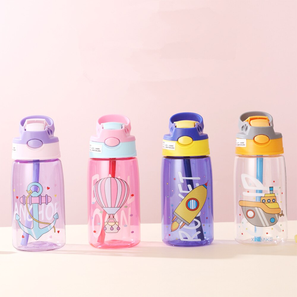 480ml waterbekers voor kinderen, cartoon babyvoedingsbekers met rietjes, lekvrije waterflessen, draagbare kinderbekers voor buiten.
