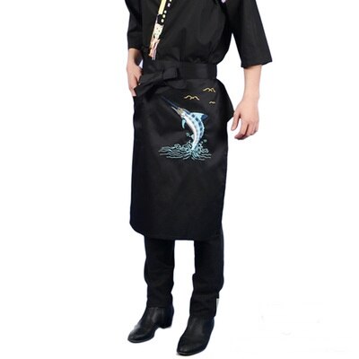 Japanese sushi restaurant brief paragraph aprons Korean restaurant waiter Japanese chef working men and women embroidery apron: Grey