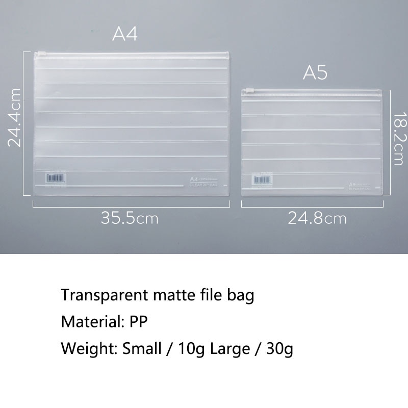 1 PC frosted transparent document bag simple document file acceptance bag test paper bag filing products school office supply