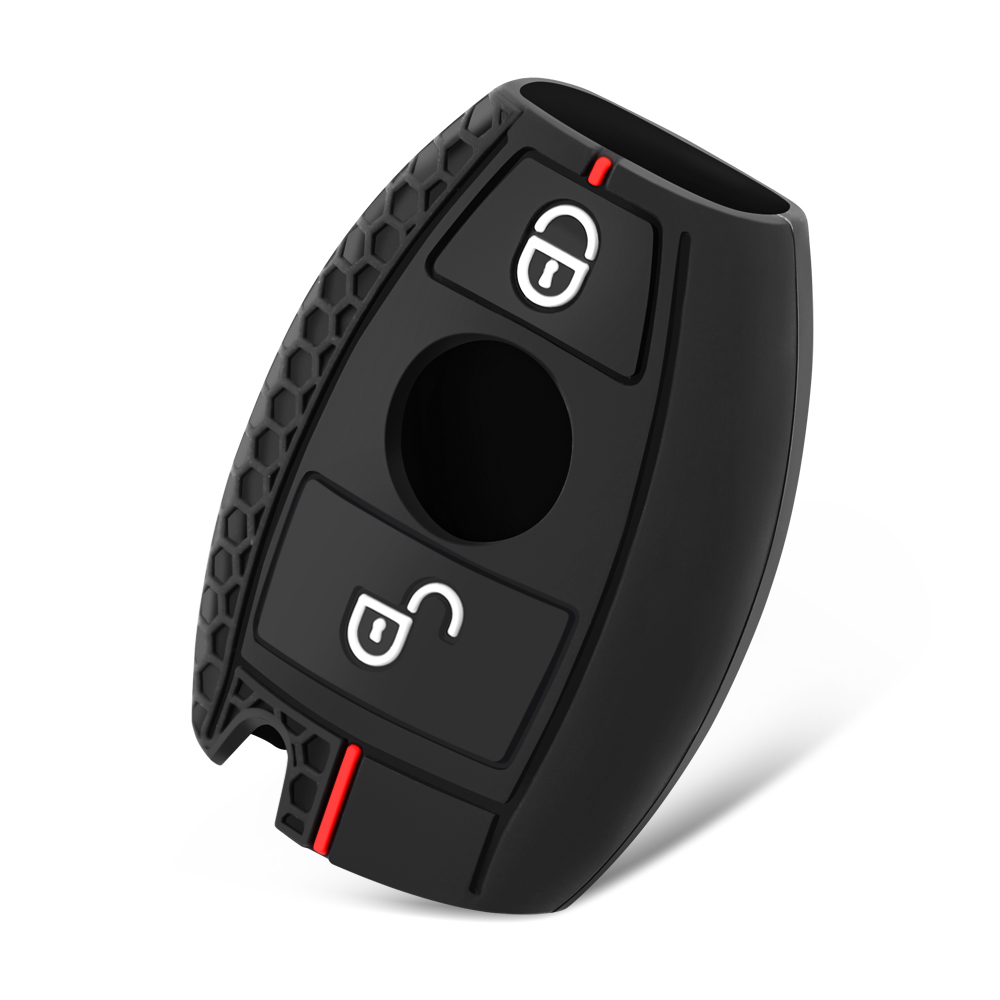 Custodia protettiva per chiave remota per auto in silicone 2/3 pulsanti per Mercedes benz CLS CLA GL R SLK AMG ABCS Guscio protettivo: Black