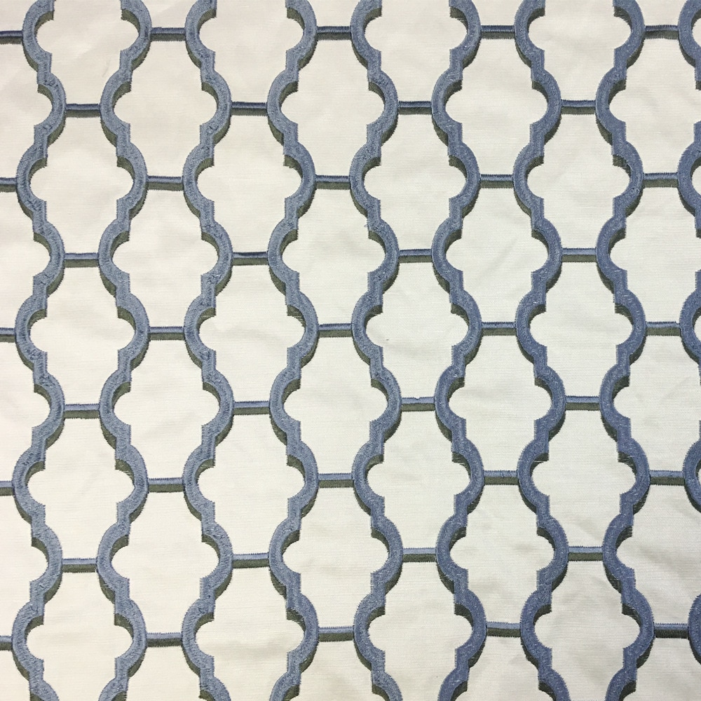 Geometric Pattern Embroidery Faux Silk like Sofa Chair Hotel Home Decorative Fabric 140cm Width Sell by meter