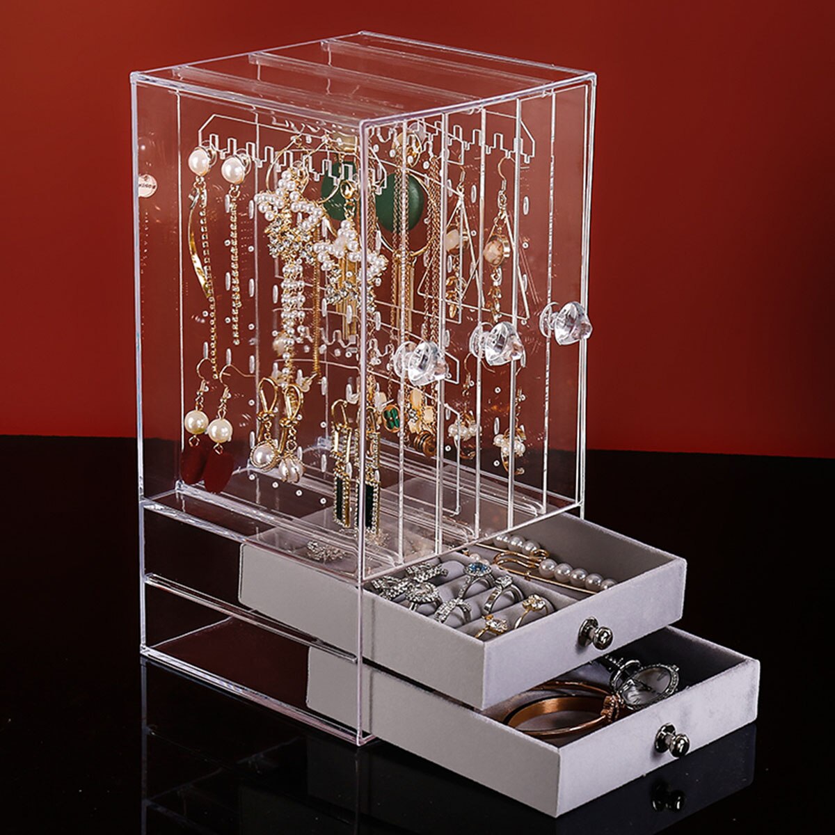 1Pc Acryl Sieraden Display Doos Draagbare Sieraden Case Transparante Sieraden Container Acryl Opbergdoos