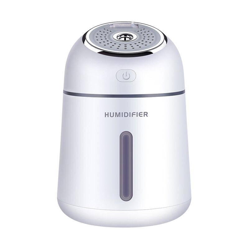 Difusor de aceites esenciales 3 en 1 ultrasónico pequeño Q humidificador purificador de aire LED luz nocturna USB ventilador ambientador de coche: White