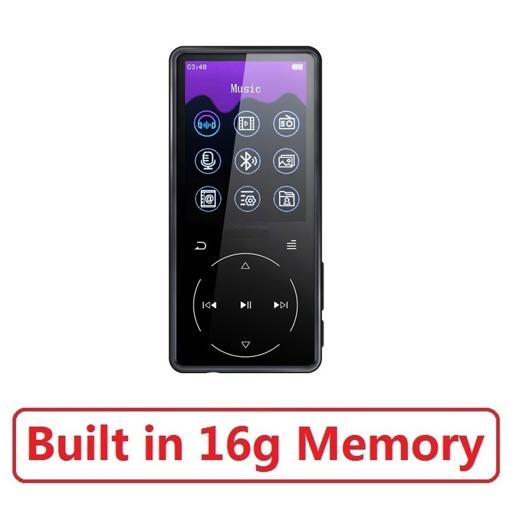 Nuovo Metallo RUIZU D16 Portatile Bluetooth Lettore MP3 Schermo da 2.4 pollici 8gb/16gb HiFi Giocatore di Musica di Sostegno FM, la registrazione, E-Book,Video: black 16G