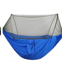 MYJ Portable Outdoor Camping Hammock Automatic Quick Opening Mosquito Free Hammock Fabric Hanging Bed Hunting Swing Pop-up tent: Blue