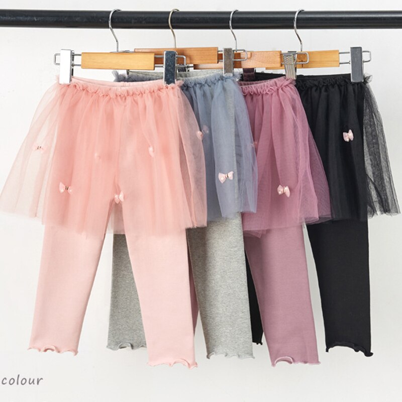 Spring Cotton Baby Girls Leggings Lace Princess Veil Skirt-pants Autumn Children Slim Skirt Trousers for 3-6 Years Kids Clothes