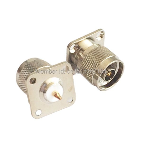 1pc n macho plug rf coaxial conector do conversor de solda copo cabo 4 furos montagem do painel nickelplated novo atacado