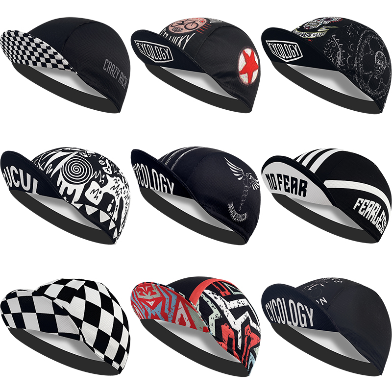 Gorras de ciclismo de poliéster más populares de la serie negra, gorra deportiva de secado rápido para bicicleta, ropa para hombres y mujeres, absorbe el sudor, transpirable