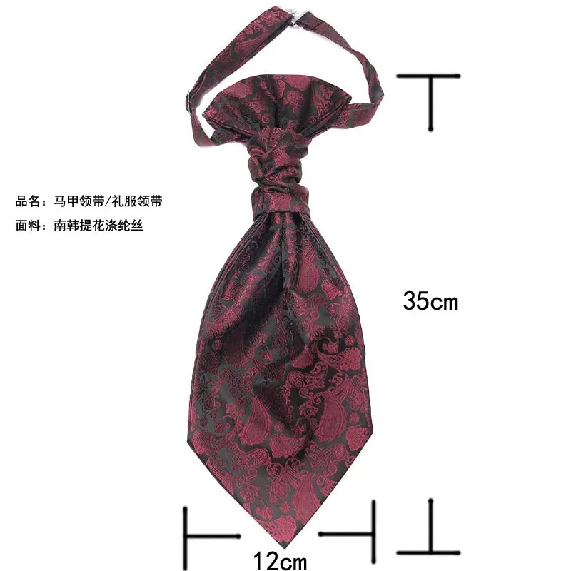 35*12Cm Vest Hals Stropdas Cravat Man Jurk Pak Smoking Dubbele Hong Kong Knoop Stropdas Stropdas Askluit Gentleman Stropdassen Feest Voorgebonden