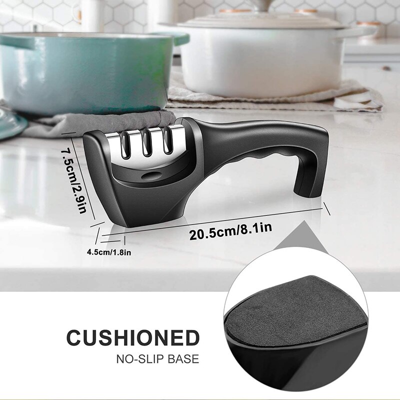 Knivsliper 3 trinn diamant keramisk slipestein kjøkkenknivsliper kvern whetston med sklisikker