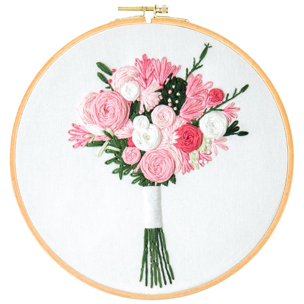 DIY Stamped Embroidery Starter Kit With Flowers Plants Pattern Embroidery Cloth Color Threads Tool Kit Handmade Embroidery: 10