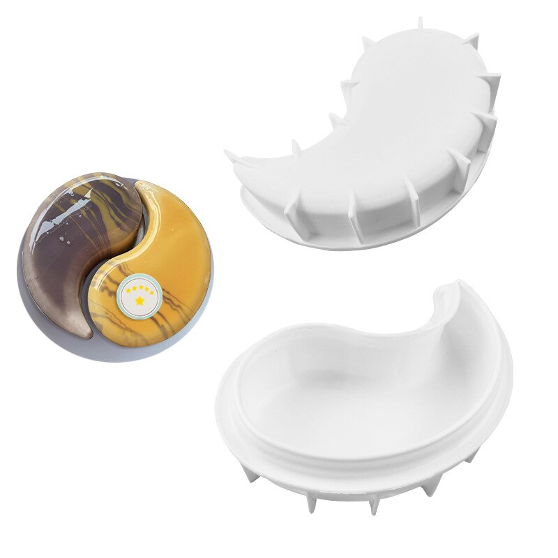 1 stk kinesisk yin og yang form kakeform 3d silikon tai chi tidligere bakeverktøy til kaker sjokolade brownie mousse dessert