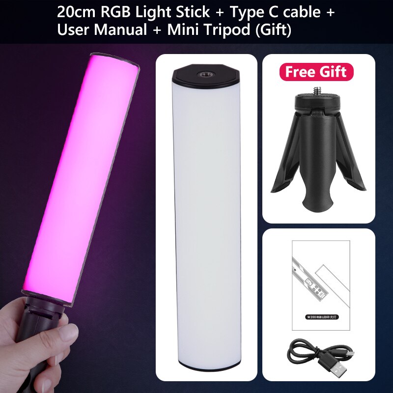 Magnetische RGB Licht Stock CIR95 CCT2500K-9000K Handheld Fotografie Stock mit Mini Stativ Füllen Licht LED Lampe für Video Vlog: 1Stck hell Stock