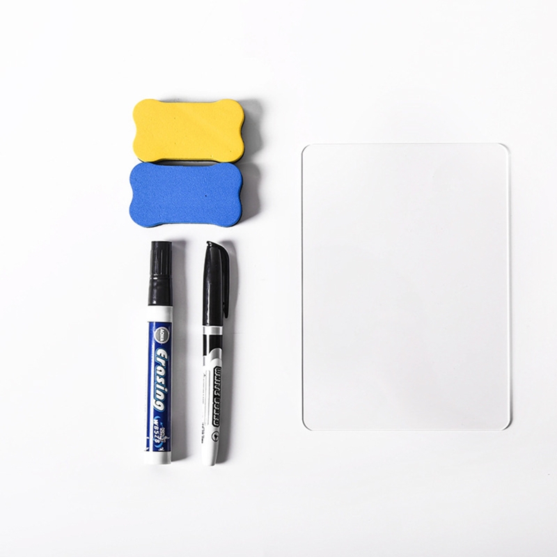 Transparent Plastic Board Kit Dual-side Writable for students Teens Studying Writing Drawing Markers Dry Erasers Include