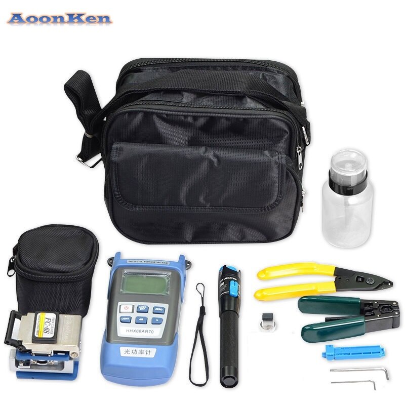 FTTH Fiber Optic Tool Kit FC-6S Fiber Cleaver Optical Power Meter 5-30km Visual Fault Locator with Stripping Pliers